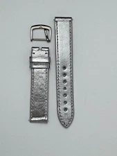 16mm Silver Genuine Leather Watch Band - USA