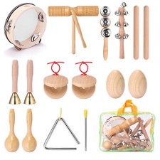 Kids Musical Instruments Set 11PCS Wooden Percussion Tambourine Maracas Bells