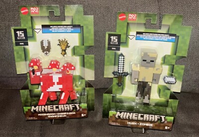 Minecraft 15th Anniversary Action Figures: HUSK ZOMBIE & MOOSHROOM  2024