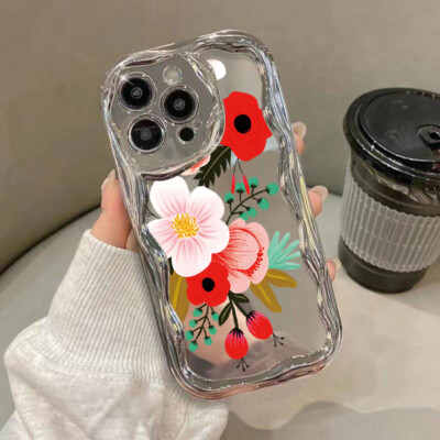 Flower Love For iPhone 16 15 14 Pro Max 13 12 Plating Shockproof Wavy Case Cover