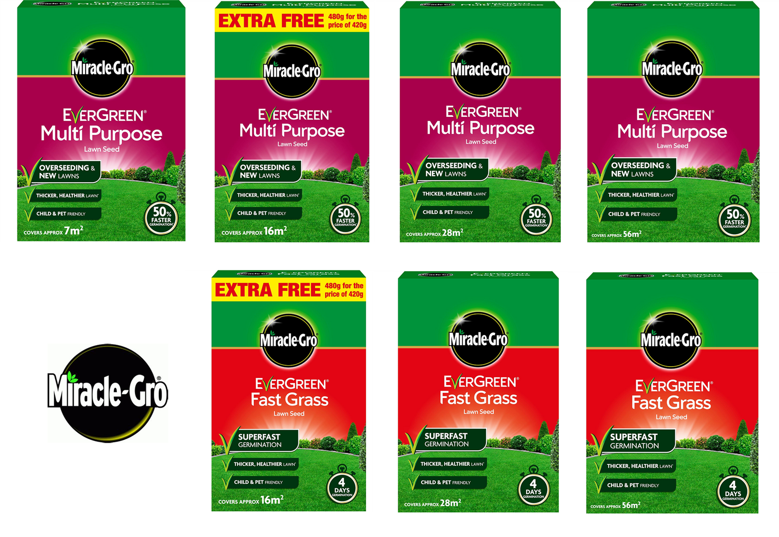 EVERGREEN MIRACLEGRO MULTIPURPOSE AND FAST GRASS LAWN SEED eBay