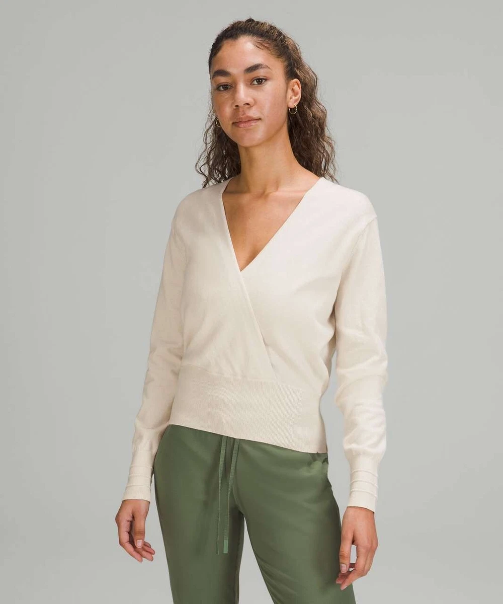 NWT Lululemon Crossover Ribbed Waist Sweater Size 6 White Opal Cream