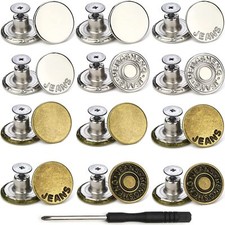 Jeans Buttons Replacement 17MM with Tool Instant No Sew Buttons for Pants