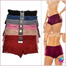 Lot 6 Women Soft Microfiber Lace Boyshorts Boxer Hipster Cheeky Panty Underwears