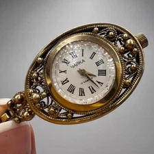 Chaika Vintage USSR Women Filigree Gilding AU Pocket Watch Pendant Working 17Jew