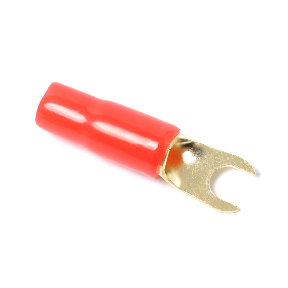 PureVolt Gold Plated Spade Terminal - 1/4 In Screw - 8 AWG - Red - 2 - Foto 2