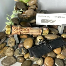 DESERT TAN WOOD CAMO 1101 Stun Gun 4.9 million v USB Recharge LED Flashlight