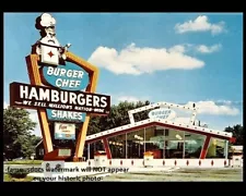 Burger Chef Diner PHOTO Vintage Restaurant Ad Sign Burger Joint 1960s