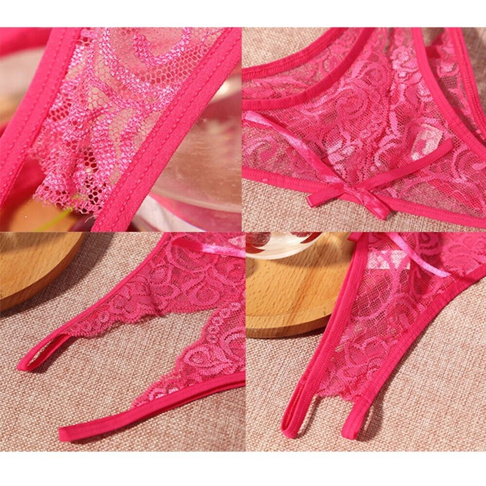 Lace Open Crotch Thong Lingerie Erotic Underwear Womens Sexy Panties Fashion