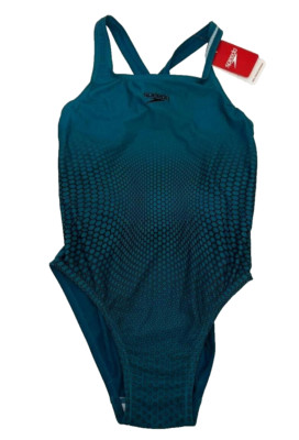 SPEEDO Womens One Piece Swimming Costume Plmt Printed Medalist Af UK 34''  1