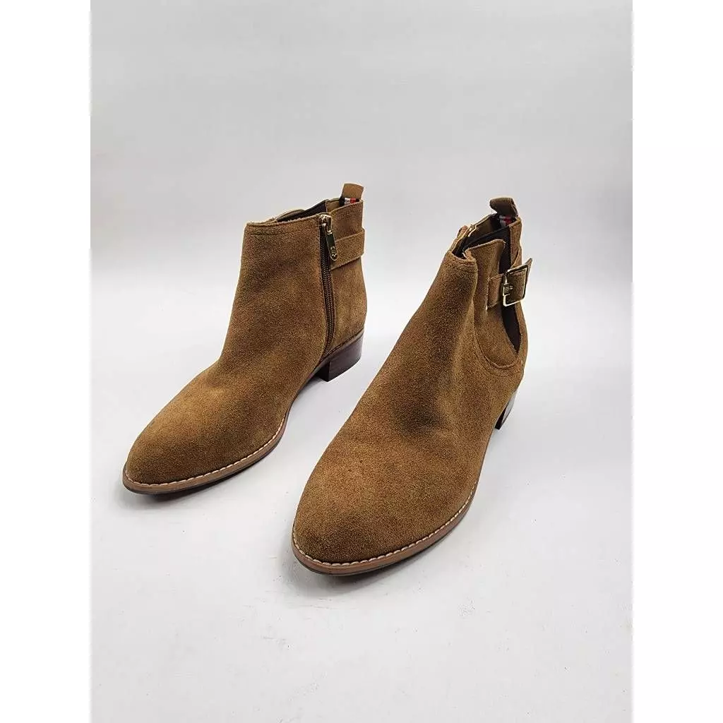 Håbefuld hierarki Se igennem Tommy Hilfiger Womens Ankle Boots Booties Brown Suede Straps Buckle Zip 8 M  | eBay