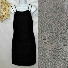Vintage Guess Women's Black Lace Sleeveless High Neck Mini Dress Size Medium GUC