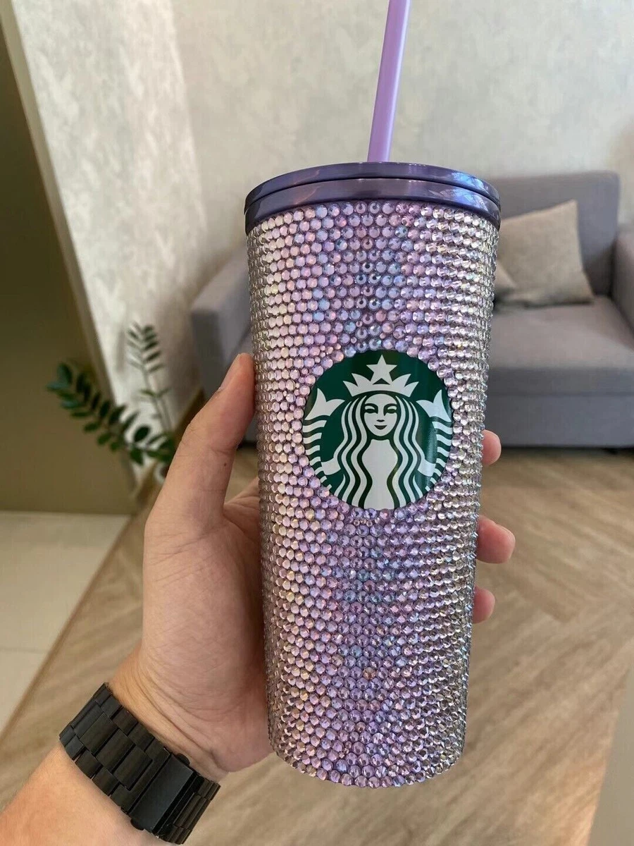 New Starbucks 2022 Taiwan 16oz SS Purple Rhinestone Cold Cup Tumbler