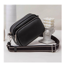 Women  s Small Black Crossbody Bag Zip Closure Adjustable Detachable Strap