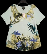 J.M. COLLECTION Plus 2X (18/20) Mint Floral Top