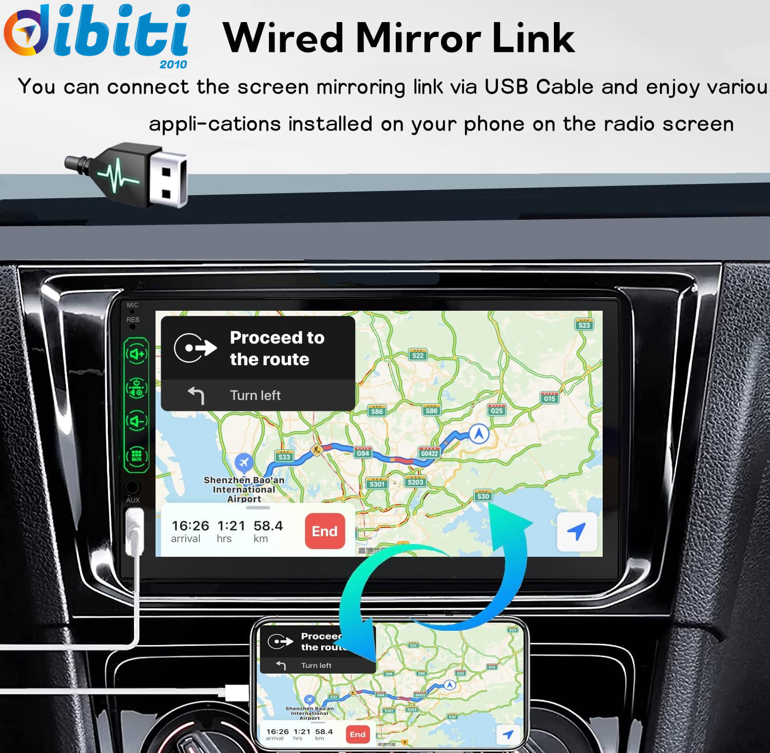 Autoradio 1 DIN Con Schermo Carplay & Android Auto – 7 Pollici Touchscreen Stere foto 3