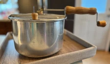 Vintage High Temperature Theater II Stovetop Popcorn Popper Wood Crank Handle