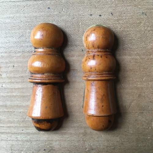 Nr Pair Of Vintage Escutcheon Keyhole Wooden Antique Door Hardware Victorian Old - Picture 2 of 4