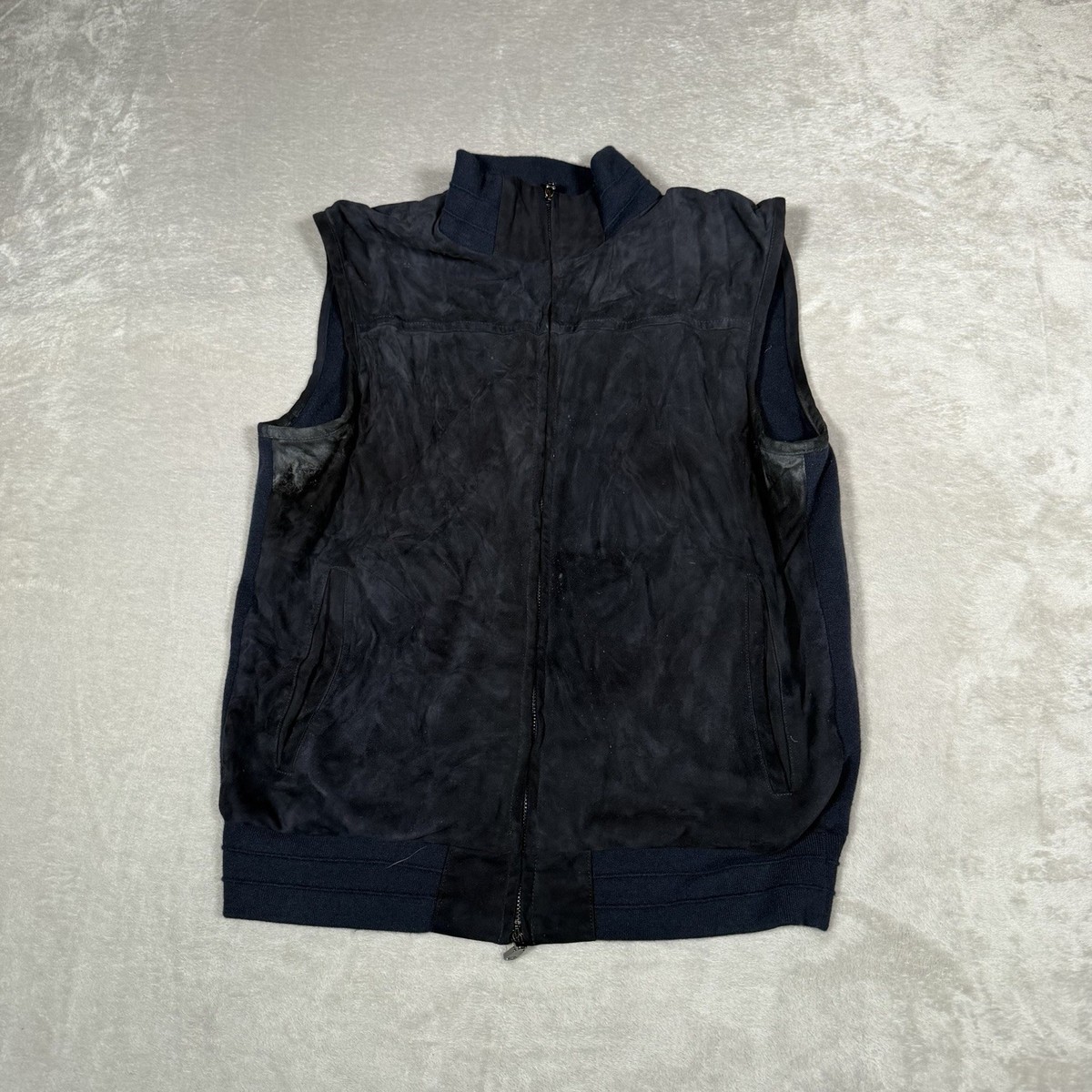 Hackett London No 14 Savile Row Vest Men Medium Blue Navy Suede 