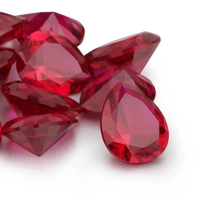 Red Ruby Natural 50 Pcs Pear Cut Lot Certified Loose Gemstone With Free Gift