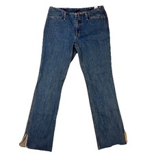 Tommy Jeans Women  s Low Rise Straight Jeans Size 9 Blue Y2K Slit Hem VTG Look