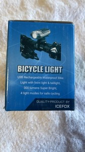 ICEFOX BICYCLE Headlight Super Lava LED 300 Lumen USB Titanium Color w/Free Bell