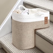 Woven Stair Basket, Stair Baskets for Wooden Stairs, Carpeted Stairs Storage