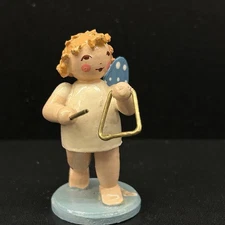 Vtg Steinbach Germany Wooden Wood Miniature Angel w/Triangle Christmas Figurine