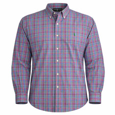 Polo Ralph Lauren Classic Fit Plaid Shirt XL 17.5 Green Pony Cotton Button Down