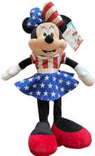 DISNEY PELUCHE PATRIÓTICO MINNIE MOUSE SALUDADOR 24 PULGADAS ROJO BLANCO AZUL NUEVO CON ETIQUETAS