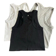 90 degrees set of 3 ribbed Racerback short tanks large