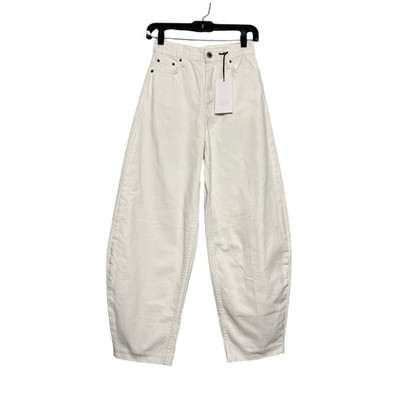Zara NWT ZW High Rise Taper Leg Jeans Barrel Leg Balloon Ivory Women s Size 26