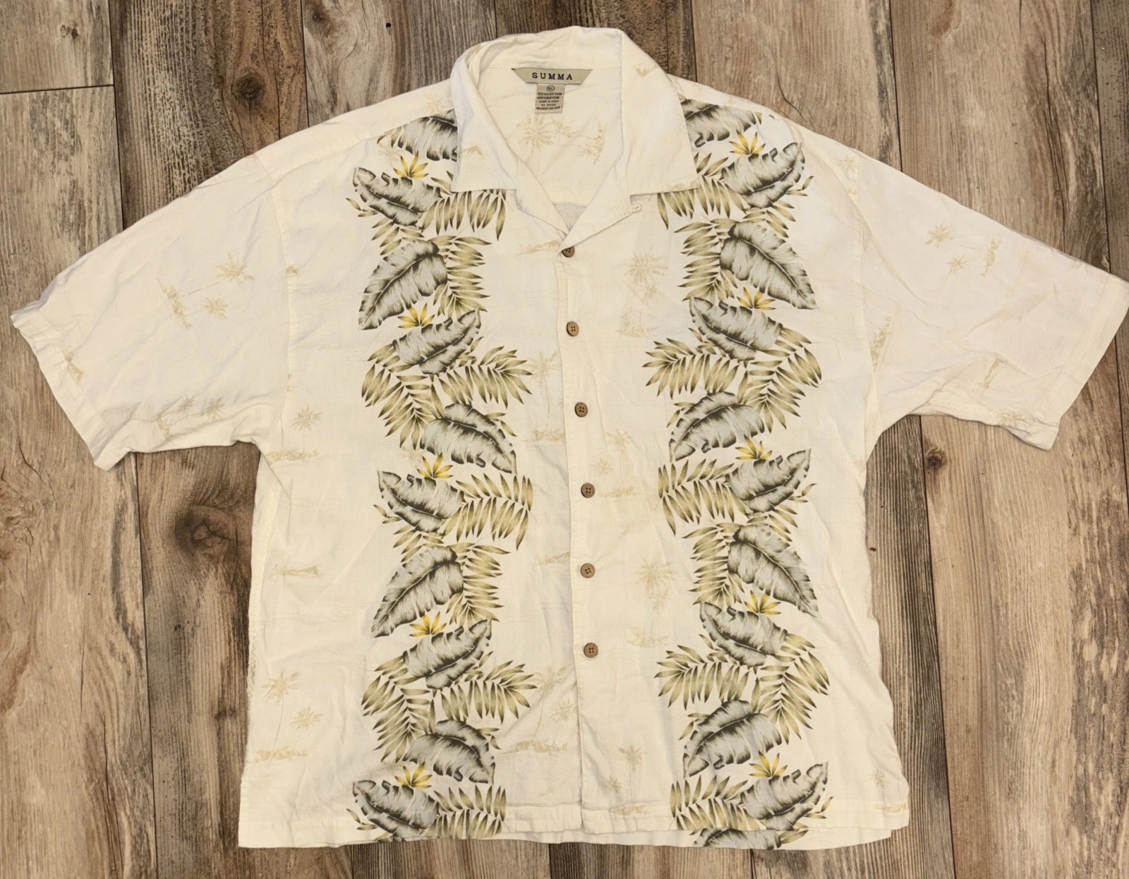 Hawaiian Camp Shirt Size Mens XL Floral Island Print White Cotton Rayon
Opens in a new window or tab