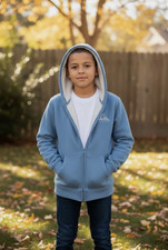 NWT Boys Youth Quiksilver Zip Up Front Sherpa Lined Hoodie Blue Size S 7/8