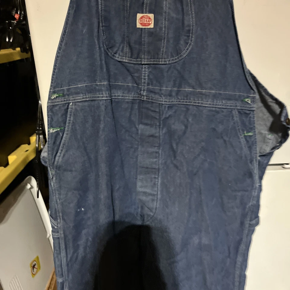 Red Kap Men's Denim Bib Overall Medium Wash 48”x32” - Image 3 of 4