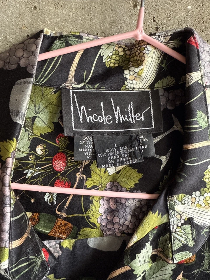Camisa vintage 1993 NICOLE MILLER champanhe 100% seda edição limitada EUA tamanho G - Imagem 2 de 4