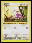 Pokemon Card - Rattata Base Set Shadowless 61/102 1st Edition Common