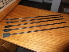 Set of 5 screw tip blade 1/4" by 16" drill bits quick connect