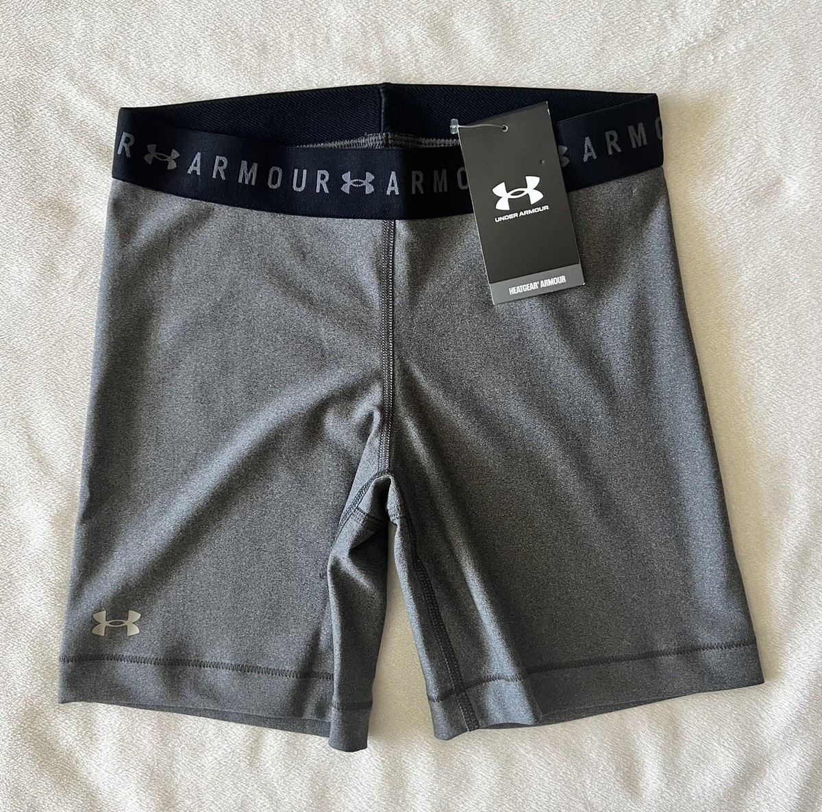 UNDER ARMOUR Women’s HeatGear Armour Middy Shorts Black/Metallic Silver