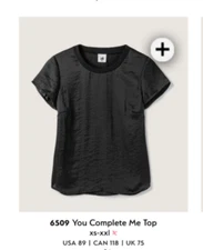 Cabi New NWT You Complete Me Top #6509 black Size XS - XXL Was $89