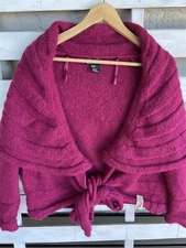 Y2K Avant-garde Diesel Women’s S Mohair Dark Fuchsia Sweater Cardigan Front Tie.