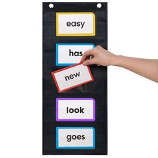 - 9" Wide x 22" Tall Pocket Chart Black - Sturdy Pocket Chart for Classroom f...