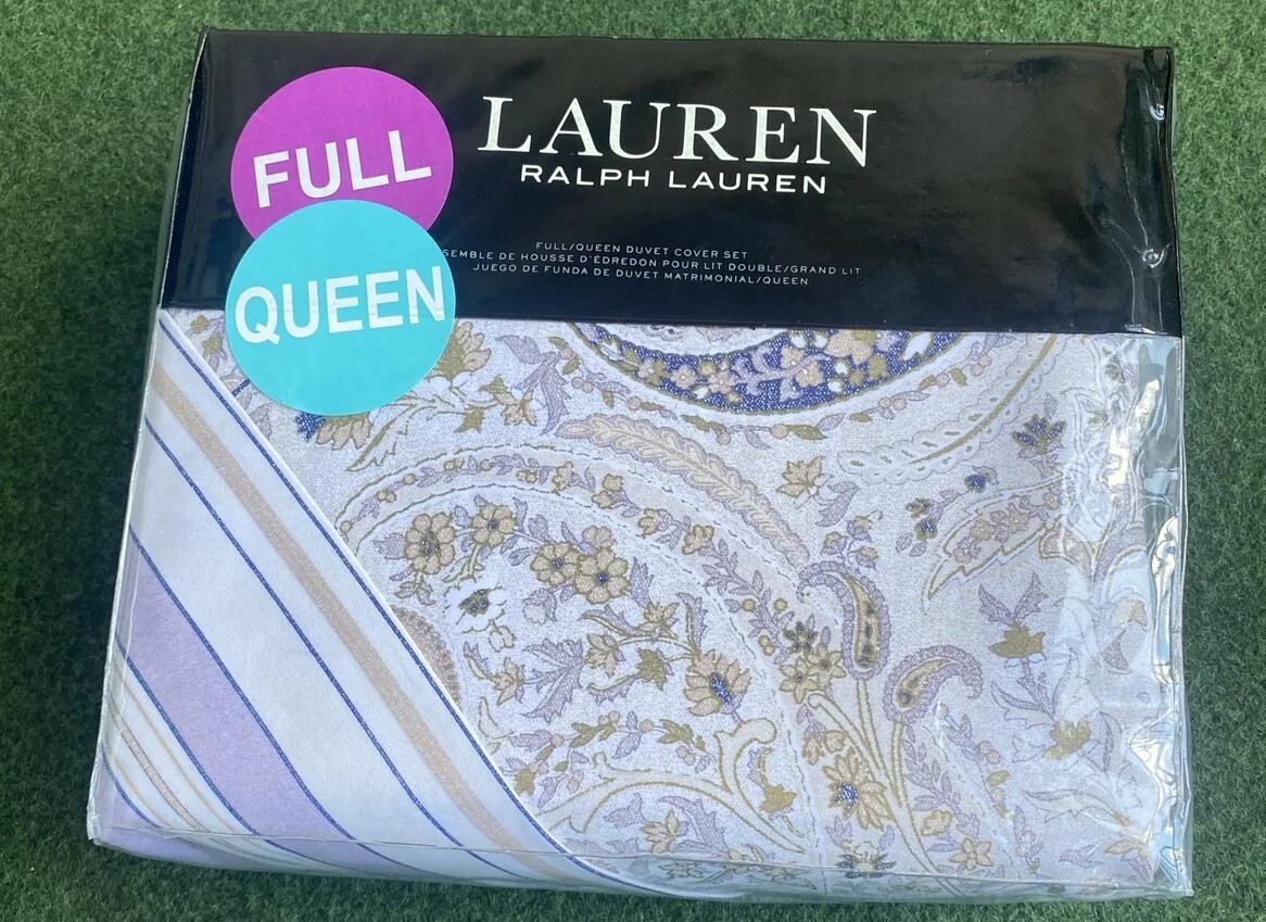 Ralph Lauren Full/Queen Duvet Cover & Shams Estella Paisley Set Cream