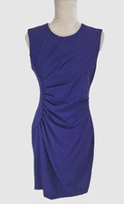 Calvin Klein Womens Ruched Sheath Knee Length Dress Size 8 Purple Crew Neck  87P