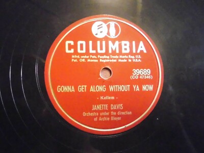 Janette Davis (Sh105) Gonna Get Along Without Ya Now / Hold the Phone 39689 Colu