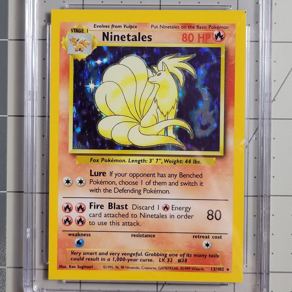 Ninetales Square Cut Miscut Error NFC Base Set Holo Pokemon Ninetales Square Cut Miscut Error NFC Base Set Holo Pokemon