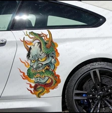 Traditional Mask Car Decal Set, 58cm x 70cm - Cultural Demon Vinyl Stickers