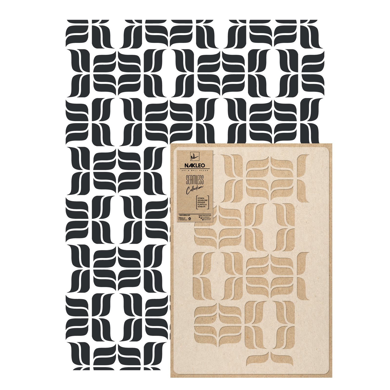 Pochoir plastique réutilisable ACCOLADES motif géométrique sans couture format 65x95 cm