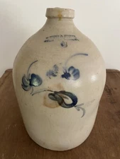 Antique Salt Glazed Norton and Fenton Crock Stoneware East Bennington, VT Cobalt