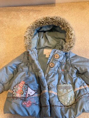 Baby girls Next blue hedgehog bomber jacket puffy coat age